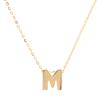 14K Yellow Gold Initial 'M' Necklace