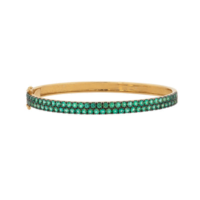 14K Yellow Gold Emerald Bangle Bracelet