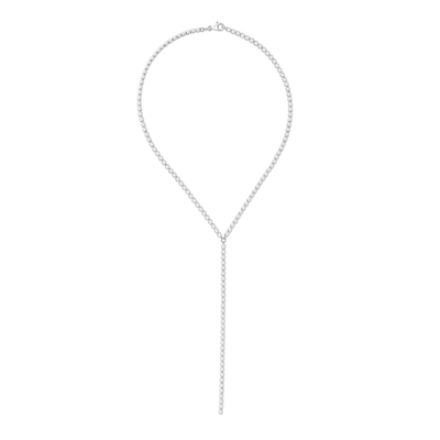 Lariat "Y" Cube Chain Necklace in Sterling Silver