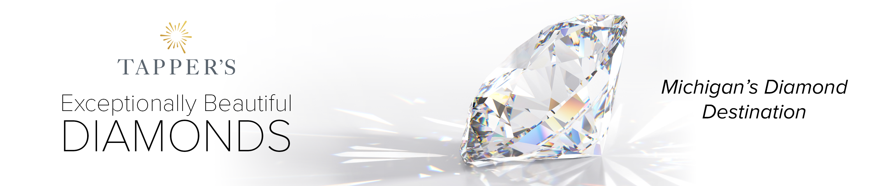 Tapper's Exceptionally Beautiful Diamonds with a large diamond refracting light