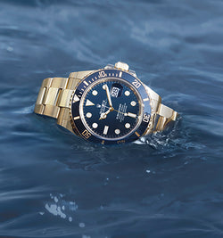 18K Yellow Gold Rolex Submariner with Blue Dial