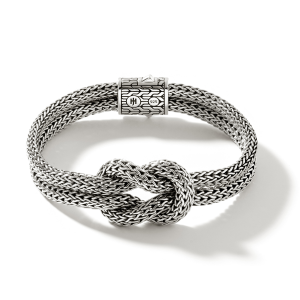 Manah Double Woven Chain Love Knot Bracelet in Sterling Silver