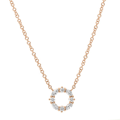 14k Gold Diamond Open Circle Diamond Necklace