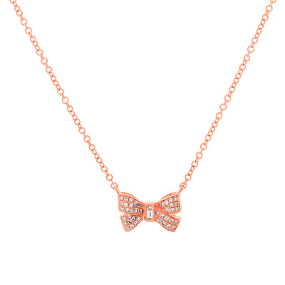 14K ROSE GOLD DIAMOND BOW NECKLACE