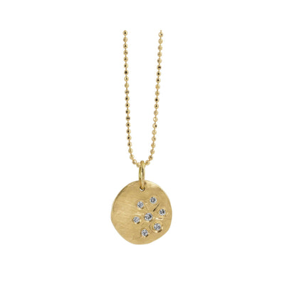 14 KARAT DIAMOND SMALL "SKYE" HAMMERED DISC PENDANT - Tapper's Jewelry 