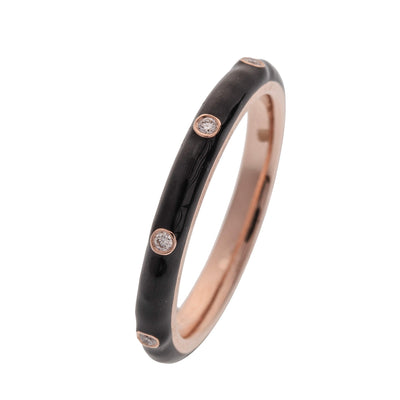 14 KARAT GOLD AND BLACK ENAMEL DIAMOND RING