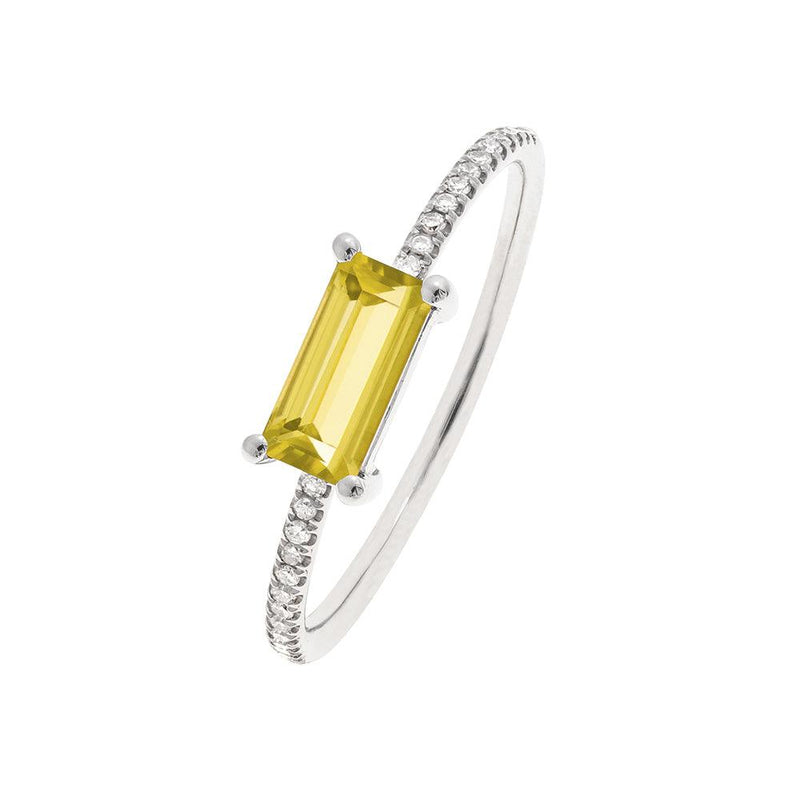 14K White Gold Citrine and Diamond Ring