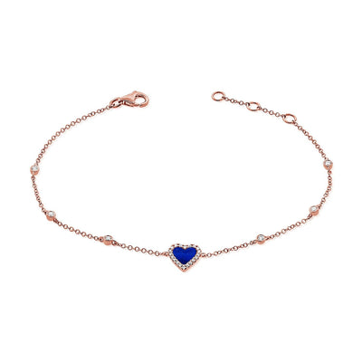 14 KARAT GOLD DIAMOND AND LAPIS BRACELET