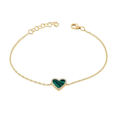 14 KARAT GOLD DIAMOND AND MALACHITE BRACELET - Tapper's Jewelry 