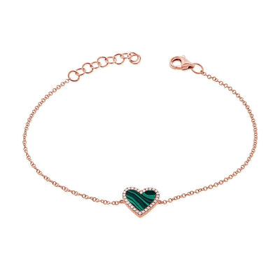 14 KARAT GOLD DIAMOND AND MALACHITE BRACELET - Tapper's Jewelry 
