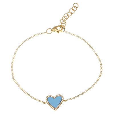 14 KARAT GOLD DIAMOND AND TURQUOISE BRACELET