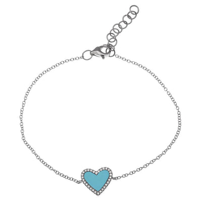 14 KARAT GOLD DIAMOND AND TURQUOISE BRACELET