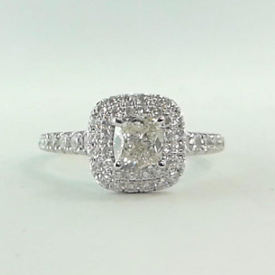14 KARAT GOLD DIAMOND DOUBLE HALO ENGAGEMENT RING