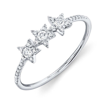 14k Gold Star Ring with Diamond Embellishment