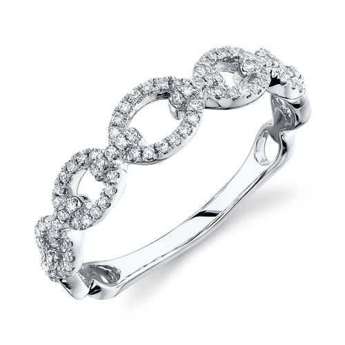 14K White Gold Diamond Chain Link Ring