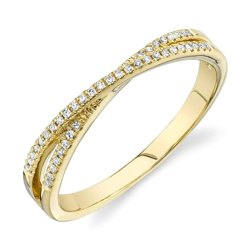 14k Gold Crossover Diamond Ring