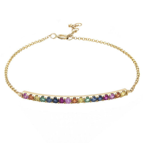 14K Yellow Gold Multicolor Gemstone Bracelet