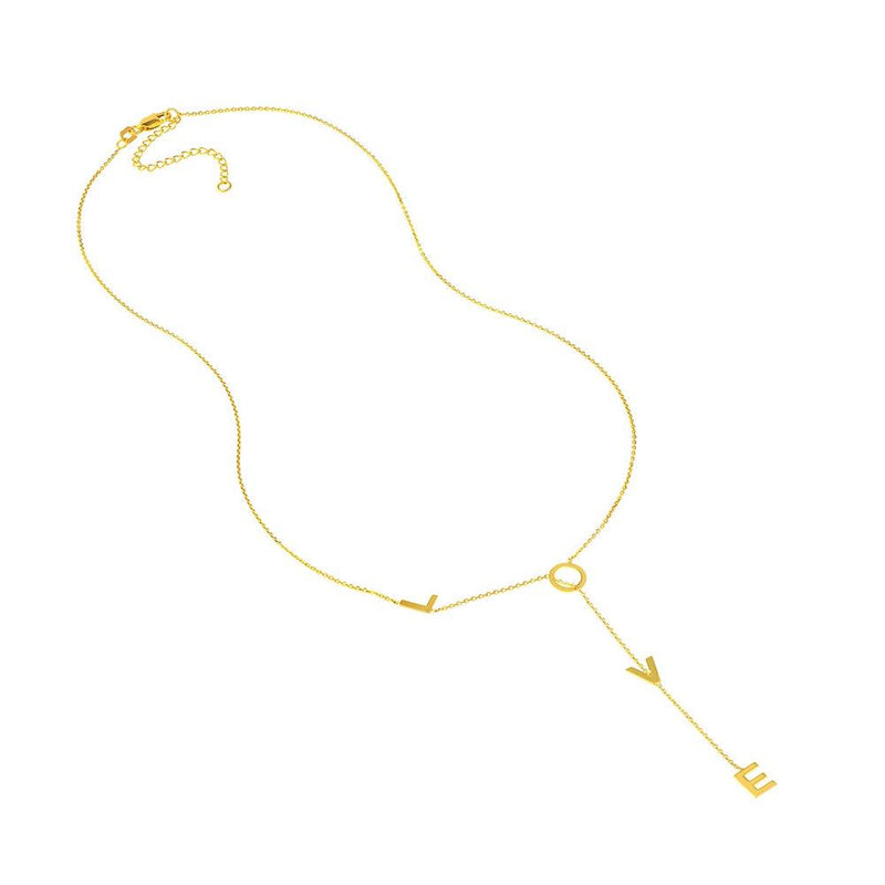 14K Gold Love selling Lariat Necklace