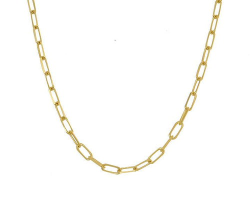 14K Yellow Gold 20" Paperclip Chain Necklace