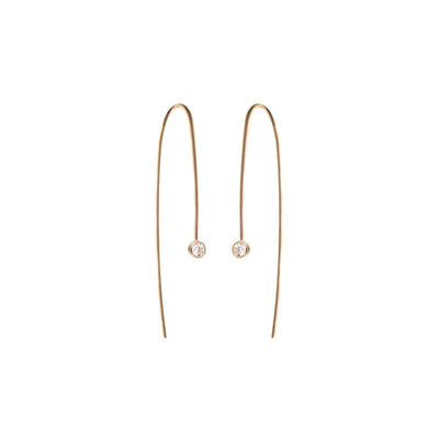 14 KARAT YELLOW DIAMOND BEZEL WIRE THREADER EARRINGS - Tapper's Jewelry 