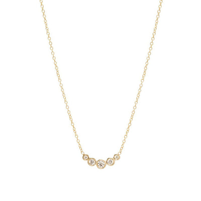 14 KARAT YELLOW GOLD 5 GRADUATED BEZEL DIAMOND NECKLACE - Tapper's Jewelry 