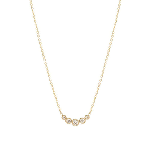 14 KARAT YELLOW GOLD 5 GRADUATED BEZEL DIAMOND NECKLACE