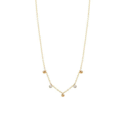 14 KARAT YELLOW GOLD BEAD AND SCATTERED DIAMOND NECKLACE - Tapper's Jewelry 