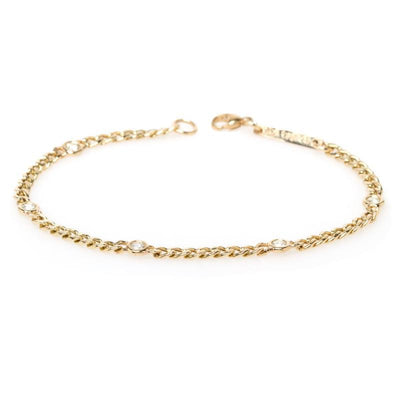 14 KARAT YELLOW GOLD CHAIN BRACELET WITH FLOATING DIAMONDS - Tapper's Jewelry 