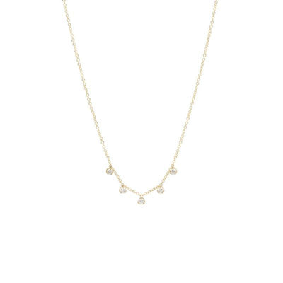 14 KARAT YELLOW GOLD CHAIN NECKLACE WITH FIXED DIAMONDS - Tapper's Jewelry 