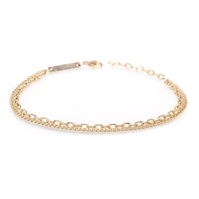 14 KARAT YELLOW GOLD CURB AND OVAL LINK DOUBLE CHAIN BRACELET - Tapper's Jewelry 