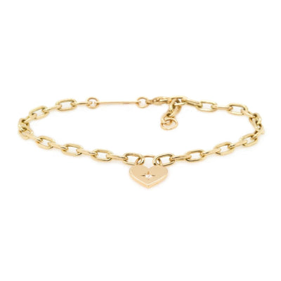 14 KARAT YELLOW GOLD DIAMOND HEART BRACELET - Tapper's Jewelry 