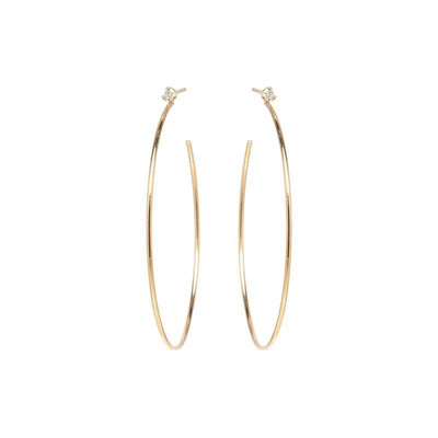 14 KARAT YELLOW GOLD LARGE HOOP DIAMOND EARRINGS - Tapper's Jewelry 