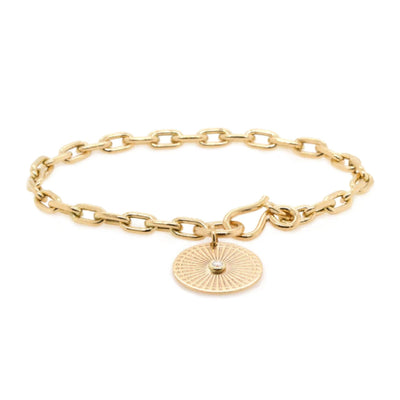 14 KARAT YELLOW GOLD SMALL SUNBEAM CHARM BRACELET - Tapper's Jewelry 