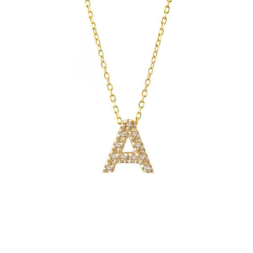 14K Yellow Gold Diamond Initial 'A' Necklace