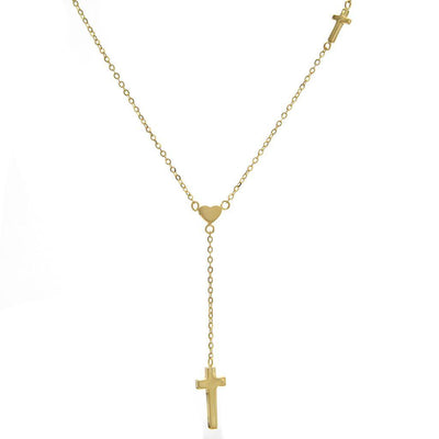 14K GOLD CROSS HEART NECKLACE - Tapper's Jewelry 