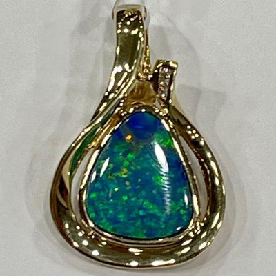 14K GOLD DIAMOND AND OPAL PENDENT - Tapper's Jewelry 