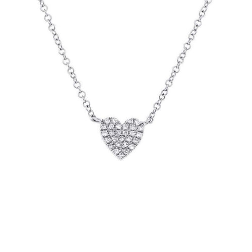 14K White Gold Diamond Heart Necklace