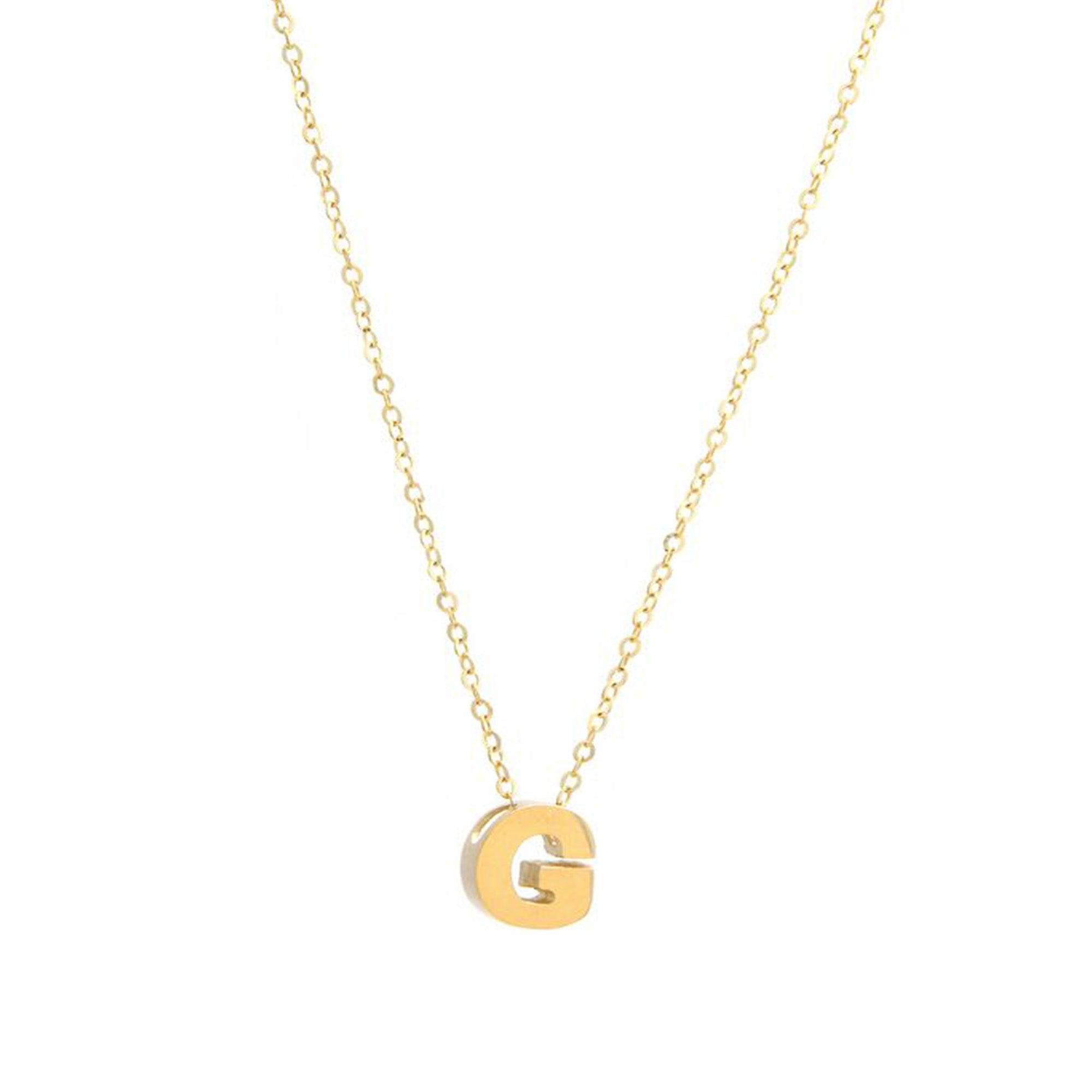 The Diamond Deal 14k Solid Yellow Gold Block Letter Initial G Necklace, Letter  G Pendant 10x9.6mm, 0.5mm Box Chain with Lobster Clasp and a Jump Ring at  16