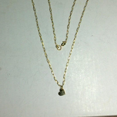 14K GOLD HEART PENDANT PAPERCLIP CHAIN NECKLACE - Tapper's Jewelry 