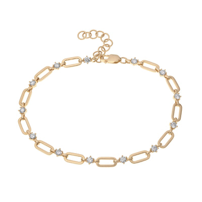 14K GOLD LINK DIAMOND BRACELET - Tapper's Jewelry 