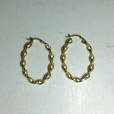 14K GOLD OVAL TWISTED HOOP EARRINGS - Tapper's Jewelry 