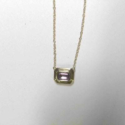 14K GOLD PURPLE AMETHYST BEZEL NECKLACE - Tapper's Jewelry 