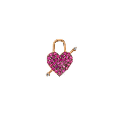 14K GOLD RUBY AND DIAMOND HEART CHARM - Tapper's Jewelry 