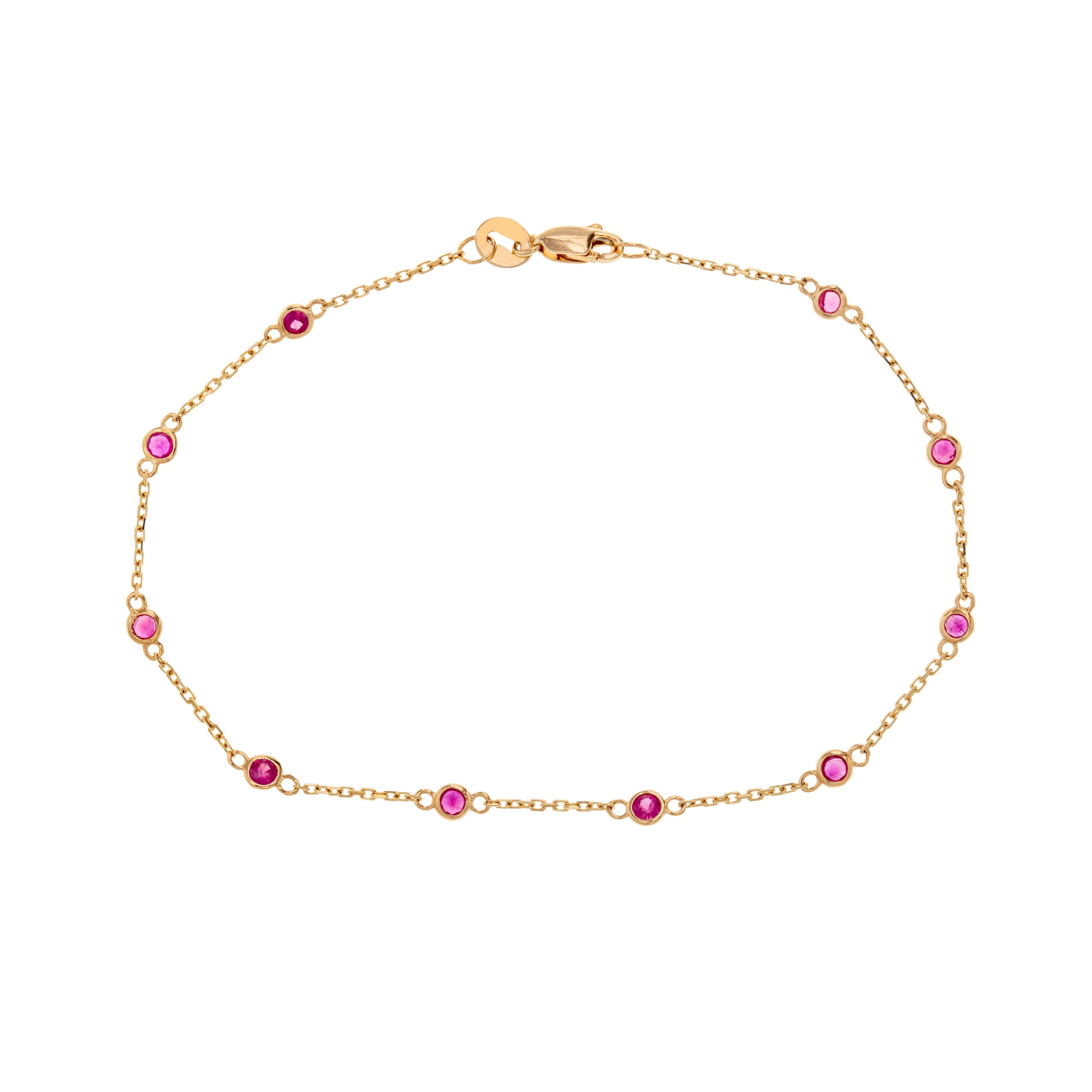 14K GOLD RUBY BEZEL BRACELET