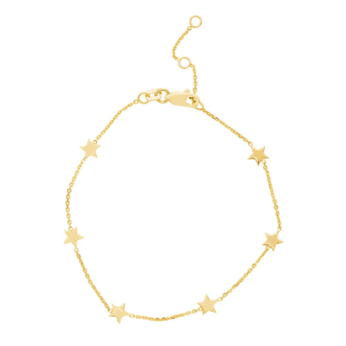 14K Yellow Gold Star Station Bracelet