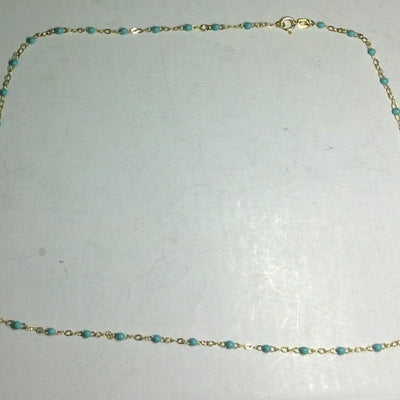 14K GOLD TURQUOISE BEADED NECKLACE