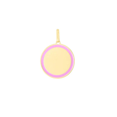 14k pink enamel circle pendant charm - Tapper's Jewelry 