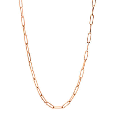 14K ROSE GOLD 16 INCH PAPER CLIP CHAIN NECKLACE