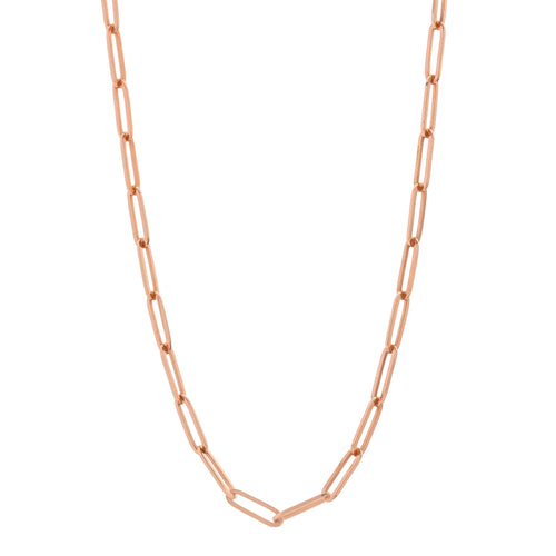 14K Rose Gold 16" Paperclip Chain Necklace