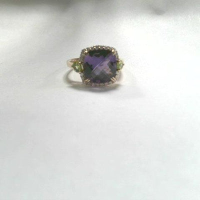 14K Rose Gold Amethyst and Diamond  and Peridot Ring - Tapper's Jewelry 